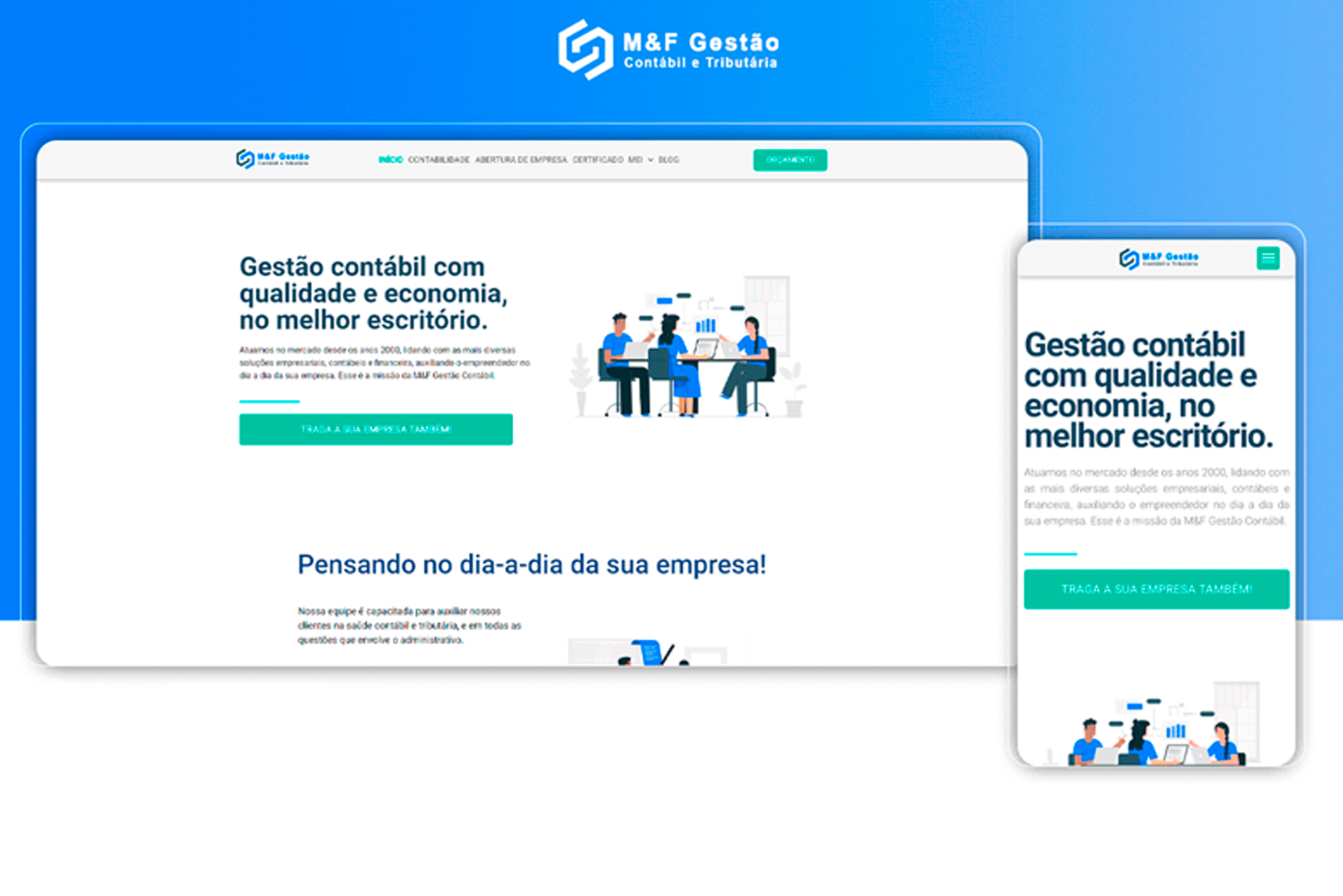 Site MF Contabilidade | Portfolio | Site Para Contadores Veja como ficou o nosso trabalho criação de site, elaboração de prospecção e gestão de mídias para Site MF Contabilidade.