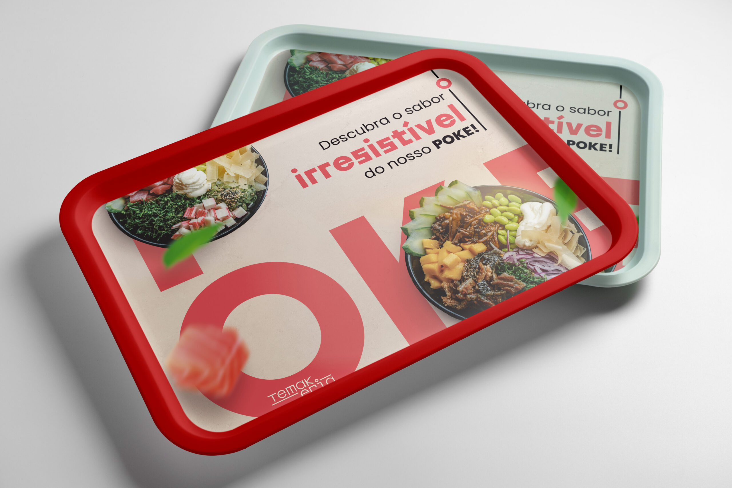 Folheto De Bandeja Poke - Temakeria - Portifólio Veja como ficou nosso trabalho de criação do folheto de bandeja Poke para a Temakeria e CIA do Shopping Morumbi.