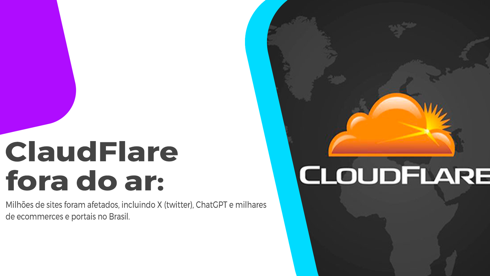 Cloudflare Fora Do Ar: Instabilidade Derruba Milhões De... ChatGPT, Canva, X (twitter), AGNC Marketing e milhares de sites estão sendo afetado pela instabilidade da Cloudflare Fora Do Ar. Veja!
