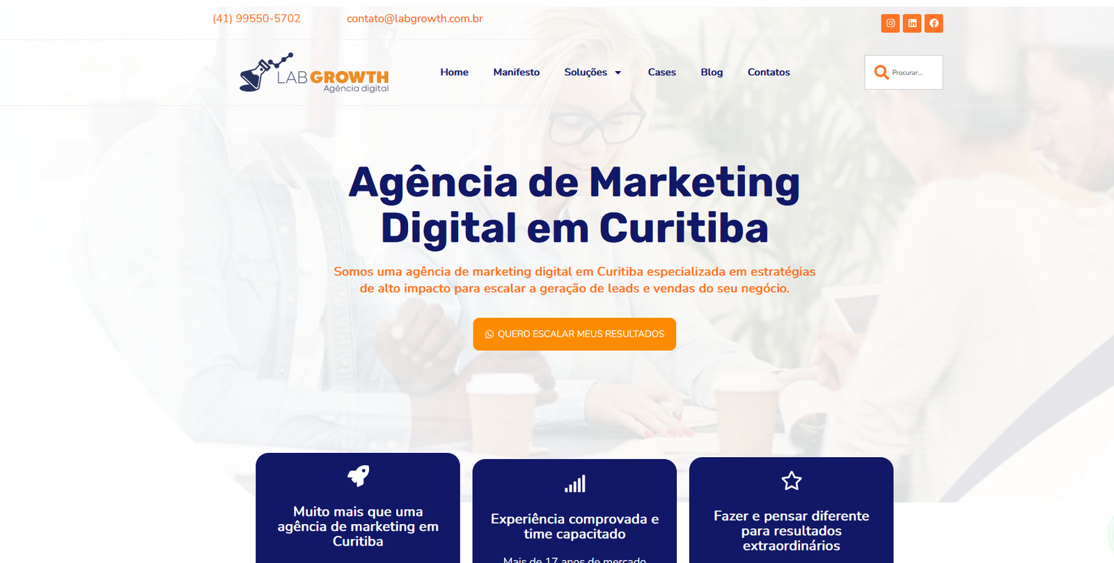 melhores-agencias-marketing-curitiba-e-regiao-3 Com mais de 17 anos de estrada, a Lab Growth foca no crescimento de pequenos e médios negócios. Se você está começando a estruturar sua presença digital agora e precisa de um atendimento consultivo que entenda as dores do crescimento inicial, esta agência oferece pacotes estruturados para SEO e gestão de anúncios.