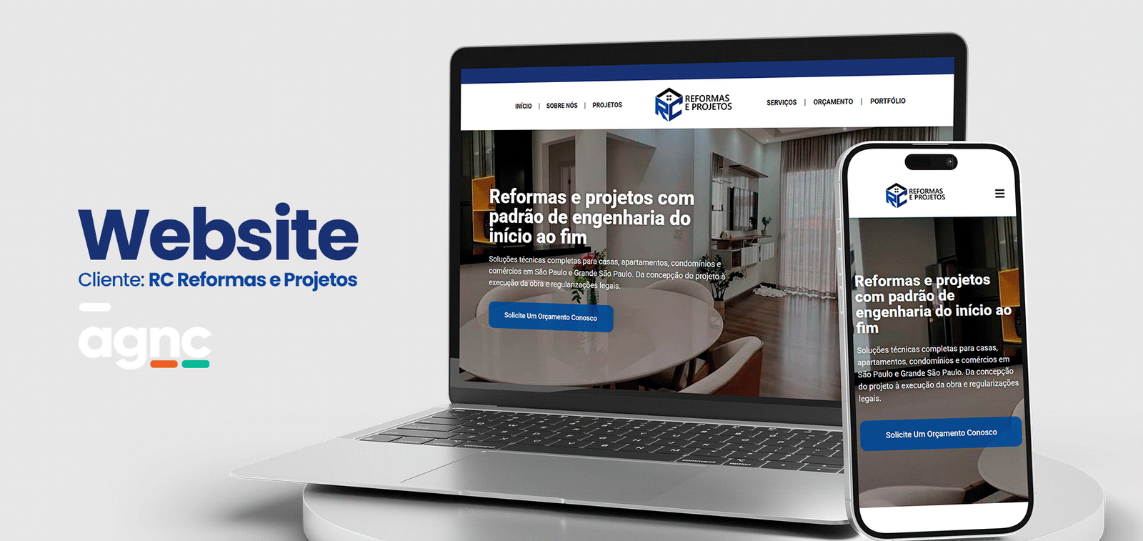 Portfólio — Site Da RC Reformas E Projetos De São Paulo Portfólio — AGNC conduziu a criação do Novo Site site da RC Reformas e Projetos de São Paulo com foco em prospecção e autoridade
